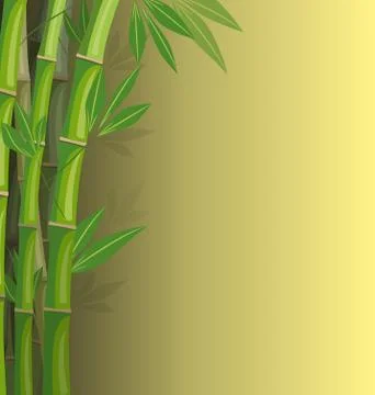 Green bamboo on yellow background Stock Illustration