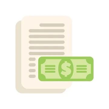 Green banknote partially covering a document for financial concept illustrati Stockillustratie