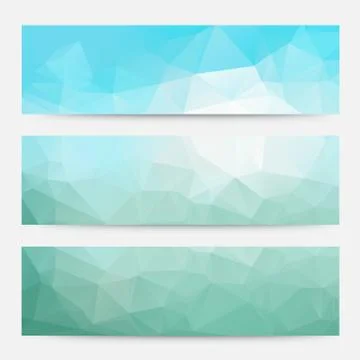 Green banner vector geometric triangle.polygonal banners design template. Stock Illustration