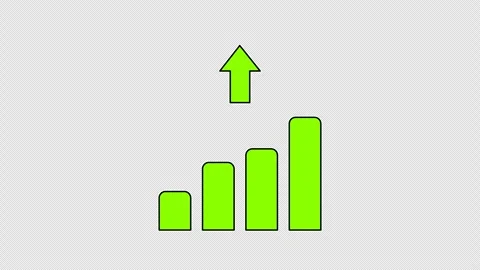 Green bar chart animation with an upward arrow moving up and down 스톡 동영상 333670968