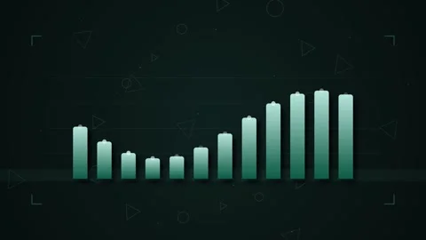 Green Bar Chart Data Analysis Stock Chart Growing Downward Trend Stock Footage 346661367