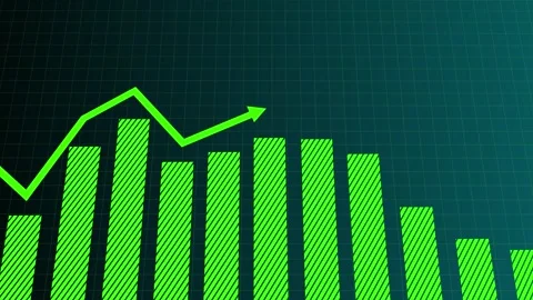 Green Bar Chart with Downward Trend Arro... | Stock Video | Pond5