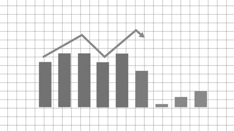 Green Bar Chart with Downward Trend Line 2026 Animation Stock Footage 325239575