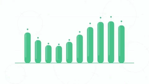 Green Bar Chart Growing Up and Down, Business Growth and Decline Infographic 库存影片 346660991