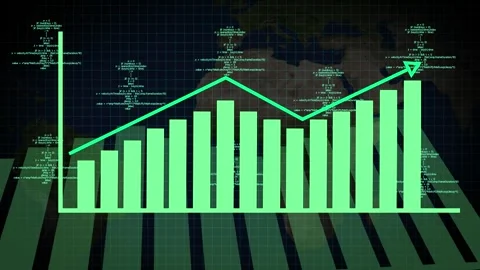 Green Bar Chart with Upward Trend Arrow ... | Stock Video | Pond5