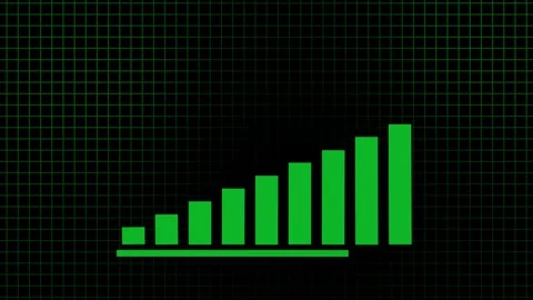 Green bar graph animation displaying data growth and business progress Stock Footage 336061002