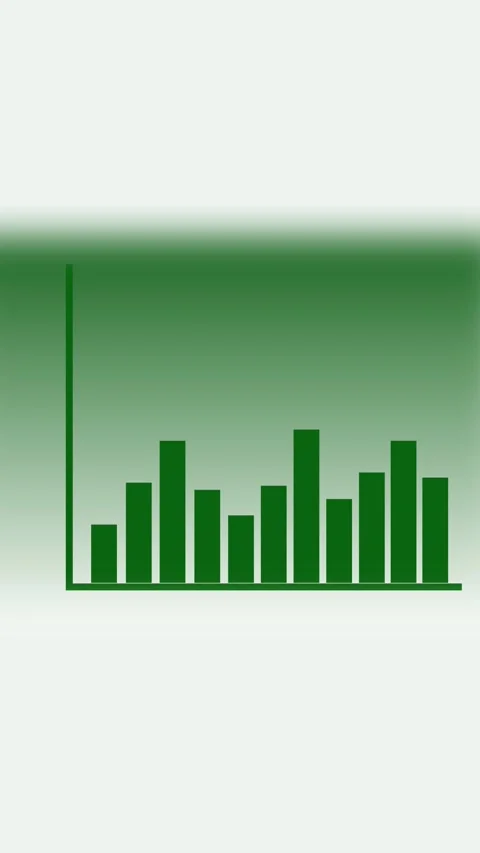 Green bar graph animation vertical video loop with abstract background, upw.. Stock Footage 321629619