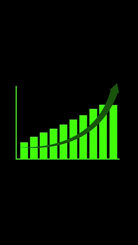 Green Bar Graph With Upward Trend Arrow and Vertical Axis chart bar chart Stock Footage 337459350