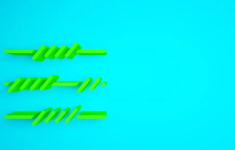 Green Barbed wire icon isolated on blue background. Minimalism concept. 3d il Stock Illustration