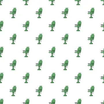 Green barber chairs seamless pattern repeating background Stock Illustration