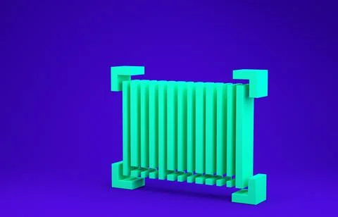 Green Barcode icon isolated on blue background. Minimalism concept. 3d illust 스톡 일러스트