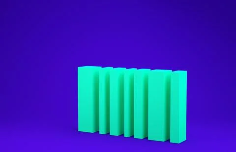 Green Barcode icon isolated on blue background. Minimalism concept. 3d illust Illustrazione stock