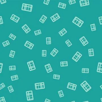 Green Barcode icon isolated seamless pattern on green background. Vector 스톡 일러스트