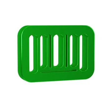 Green Barcode icon isolated on transparent background. Stock Illustration