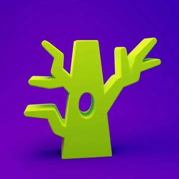 Green Bare tree icon isolated on purple-blue background. Minimalism concept.. イラスト素材