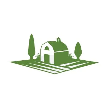 Green Barn Farm logo flat vector illustration Stock Illustration