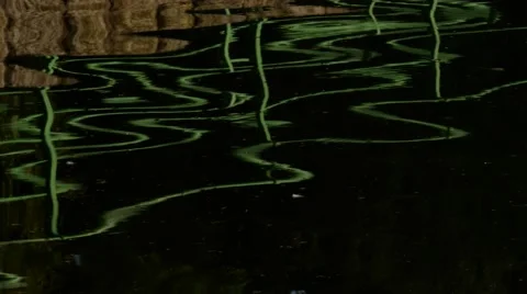 Green bars, lines reflections on rippling lake waters in Ultra HD, UHD, 4K Stock Footage 42804053