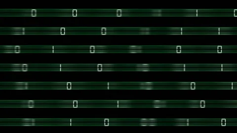 Green bars transmit a binary code. cinematic background. seamless loop. Stock Footage 85632892