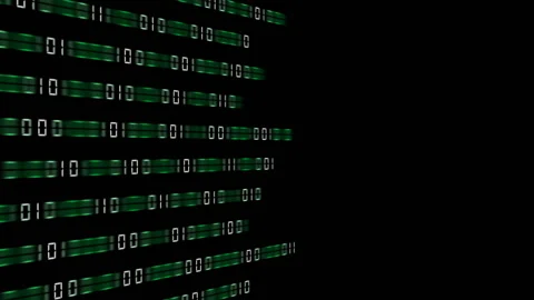 The green bars transmit the binary code code to the center of the screen. place Video stock 85632936