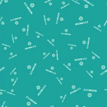 Green Baseball bat with ball icon isolated seamless pattern on green background イラスト素材