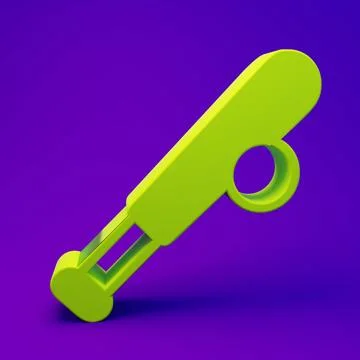 Green Baseball bat with ball icon isolated on purple-blue background. Minim.. Stock Illustration