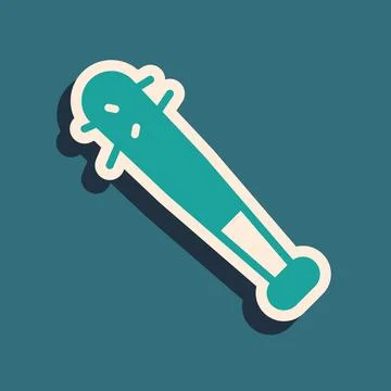 Green Baseball bat with nails icon isolated on green background. Violent weapon Ilustración de archivo