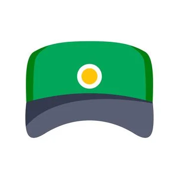 Green baseball cap vector drawing with visor Stock Illustration