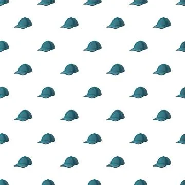 Green baseball caps repeating seamless pattern Stock Illustration