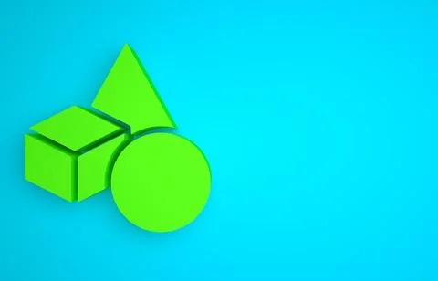 Green Basic geometric shapes icon isolated on blue background. Minimalism Illustrazione stock