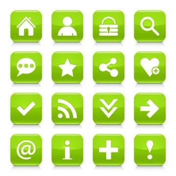 Green basic sign rounded square icon web button Иллюстрация