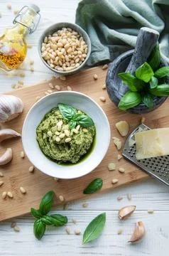 Green basil pesto Foto stock