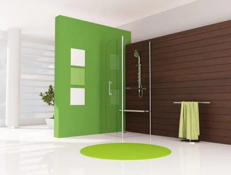 Green bathroom Stock Illustration