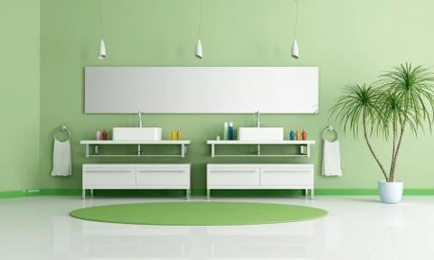 Green bathroom Stock Illustration