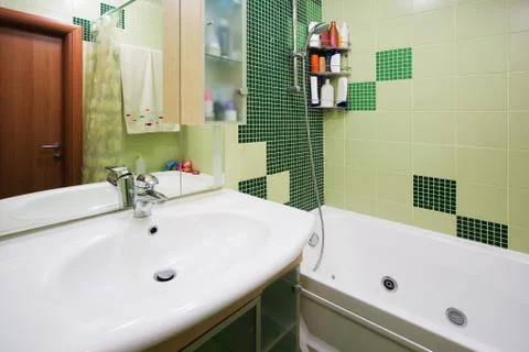 Green bathroom Stock Photos