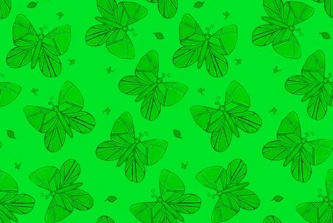 Green batterfly seamless pattern for fabric, clothes Stock Photos