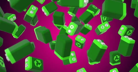 Green batteries falling slow motion Video stock 161522273