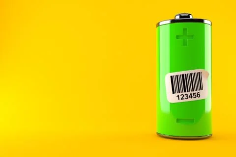 Green battery with barcode Stock Illustration