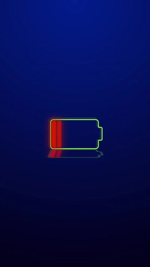 Green battery charge icon glowing full energy symbol, blue copy space, power, ch Stock Footage 340571380