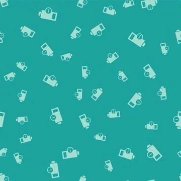 Green Battery charge level indicator icon isolated seamless pattern on green Stock Illustration