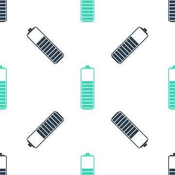 Green Battery charge level indicator icon isolated seamless pattern on white Stockillustratie