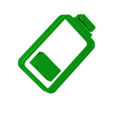 Green Battery charge level indicator icon isolated on transparent background. Stock Illustration