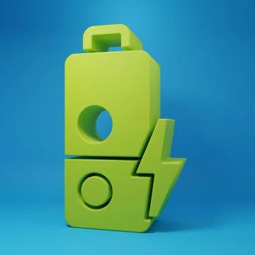 Green Battery charge level indicator icon isolated on blue background. Mini.. Stock Illustration