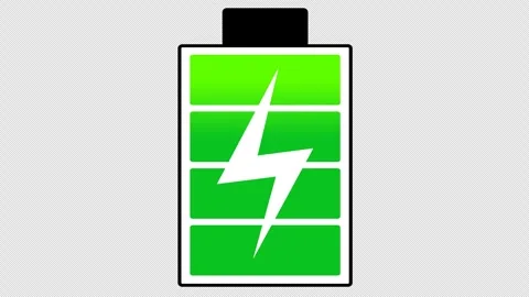 Green Battery Charging Indicator Animation White Lightning Bolt Seamless Loop Stock Footage 342024237