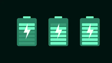 Green Battery Charging Modules Drifting Horizontally on Black Stock Footage 348252594