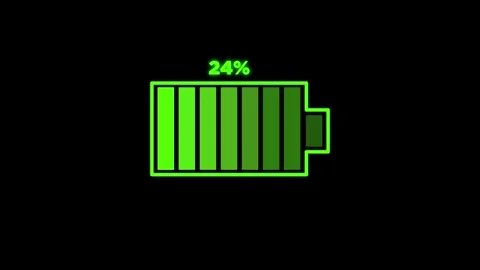 Green Battery Fast charging animation on Black Background Video stock 320251963
