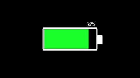 Green Battery Level Icon Animation for Charging Status Stock Footage 343387358