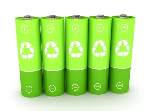 Green battery over white background Stock Illustration