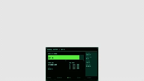 Green Battery Status Data Panel UI Element Stock Footage 334781181