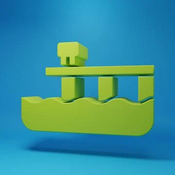 Green Beach pier dock icon isolated on blue background. Minimalism concept... Stock Illustration