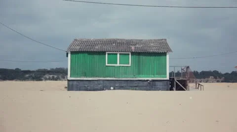 Green beach shack Stock Footage 10881355